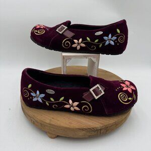 Papillo(Birkenstock) Velvet purple shoes Size 40 41  size 9.5 10 embroidered boh